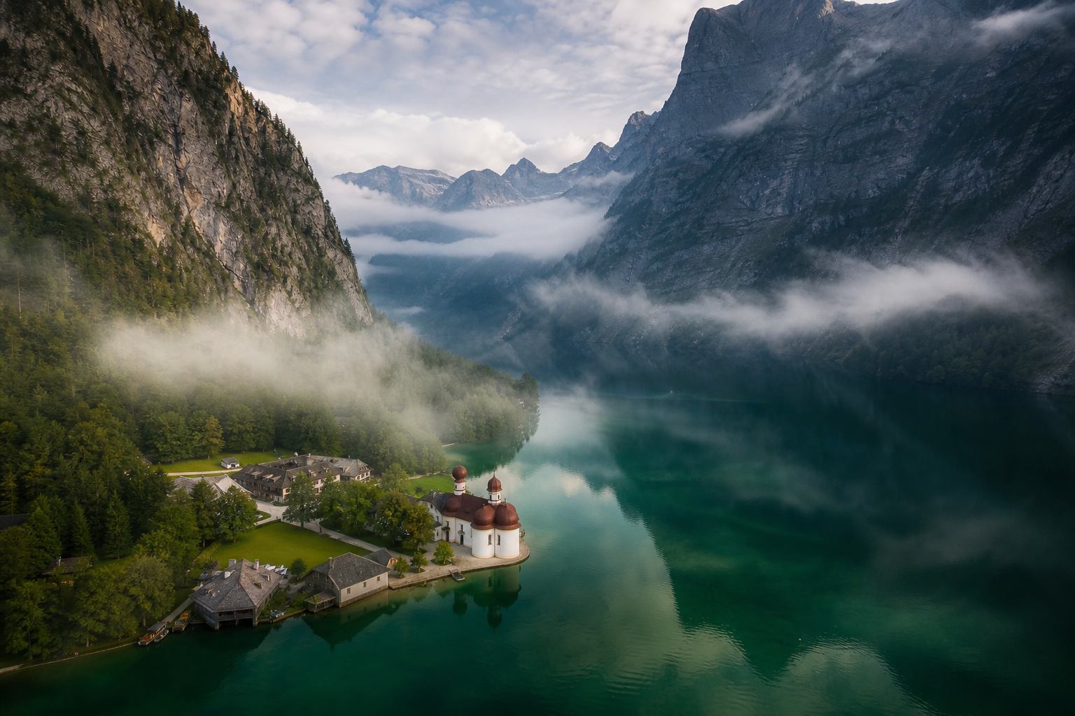 Morgennebel über dem Königssee